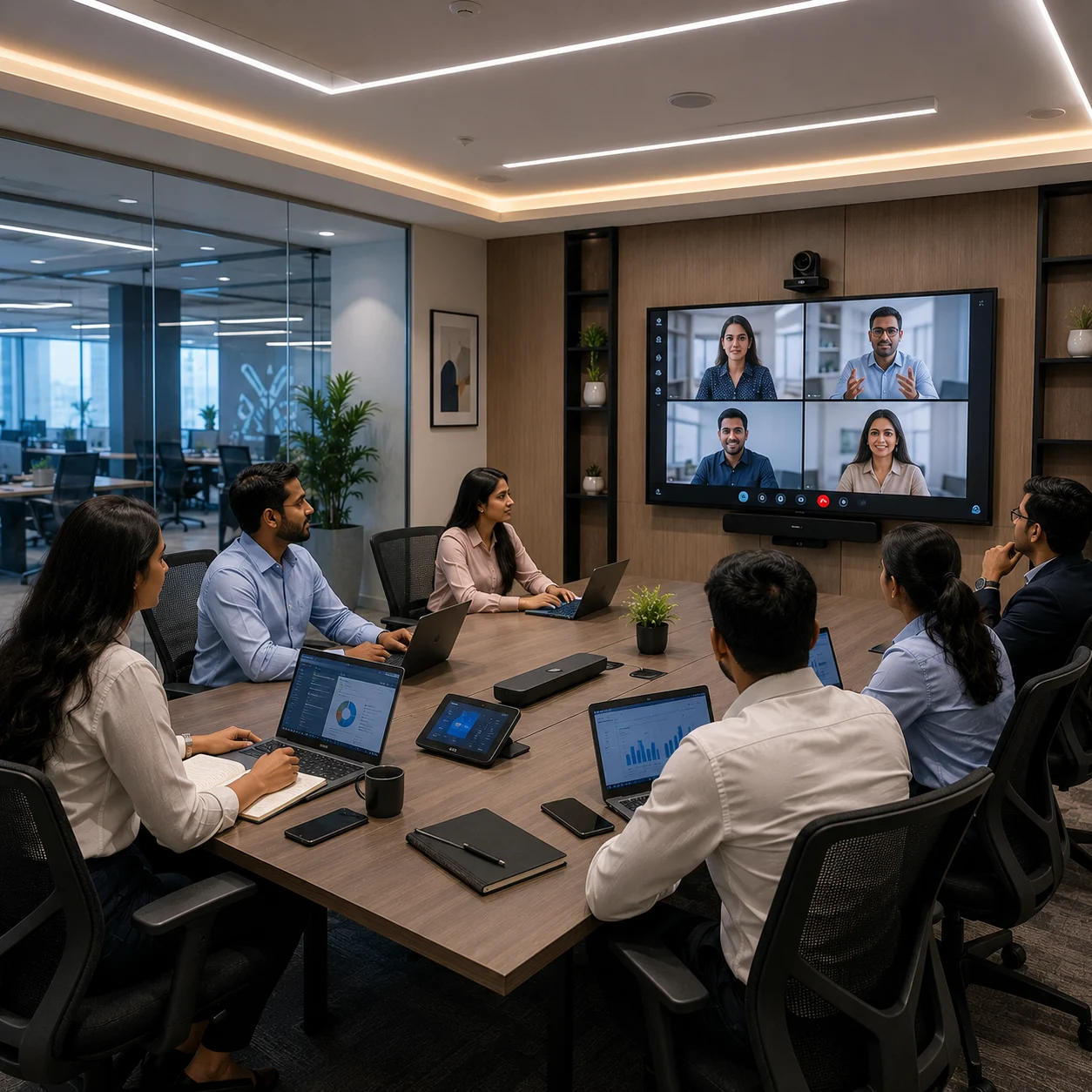 Corporate office with technology setup